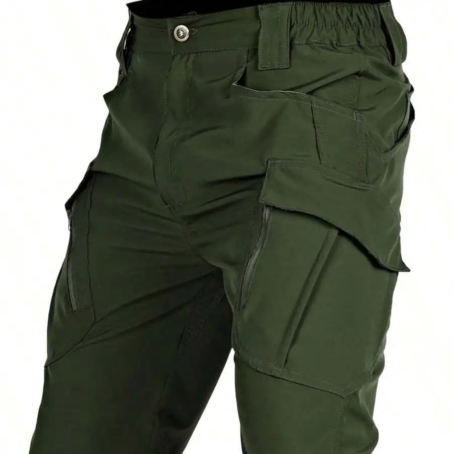 Mens Quick-Dry Tactical Cargo Shorts Outdoor Hiking Lightweight Breathable Elastic Waist