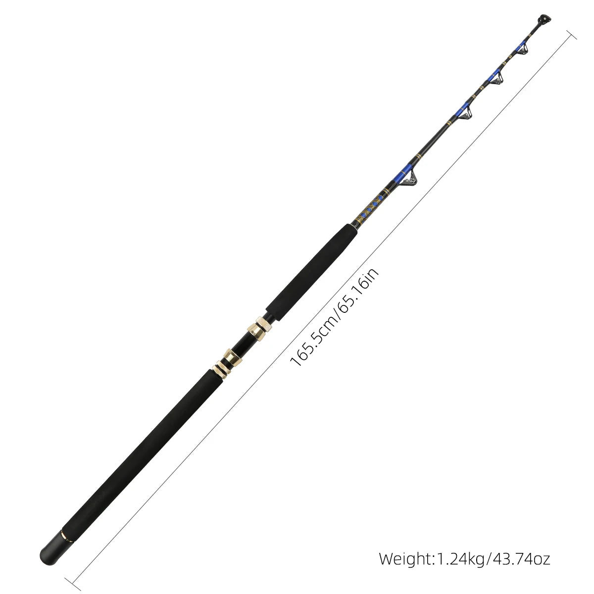 Portable boat fishing tow rod, tuna boat fishing rod, deep-sea fishing tow rod, spliced two-stage fishing rod