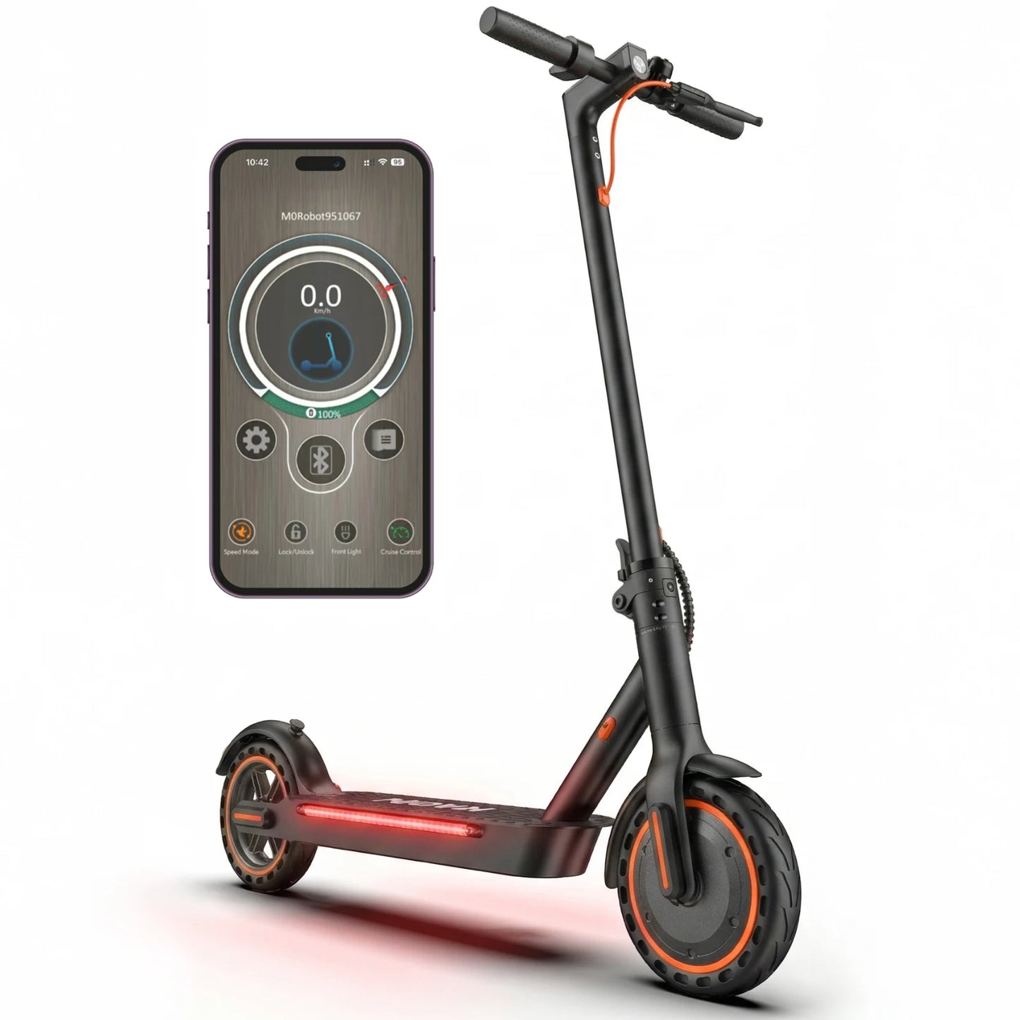 Electric Scooter for Adults, Up to 19 Miles & 19 MPH, 550W Motor, Front Suspension, Built-in Side Lights