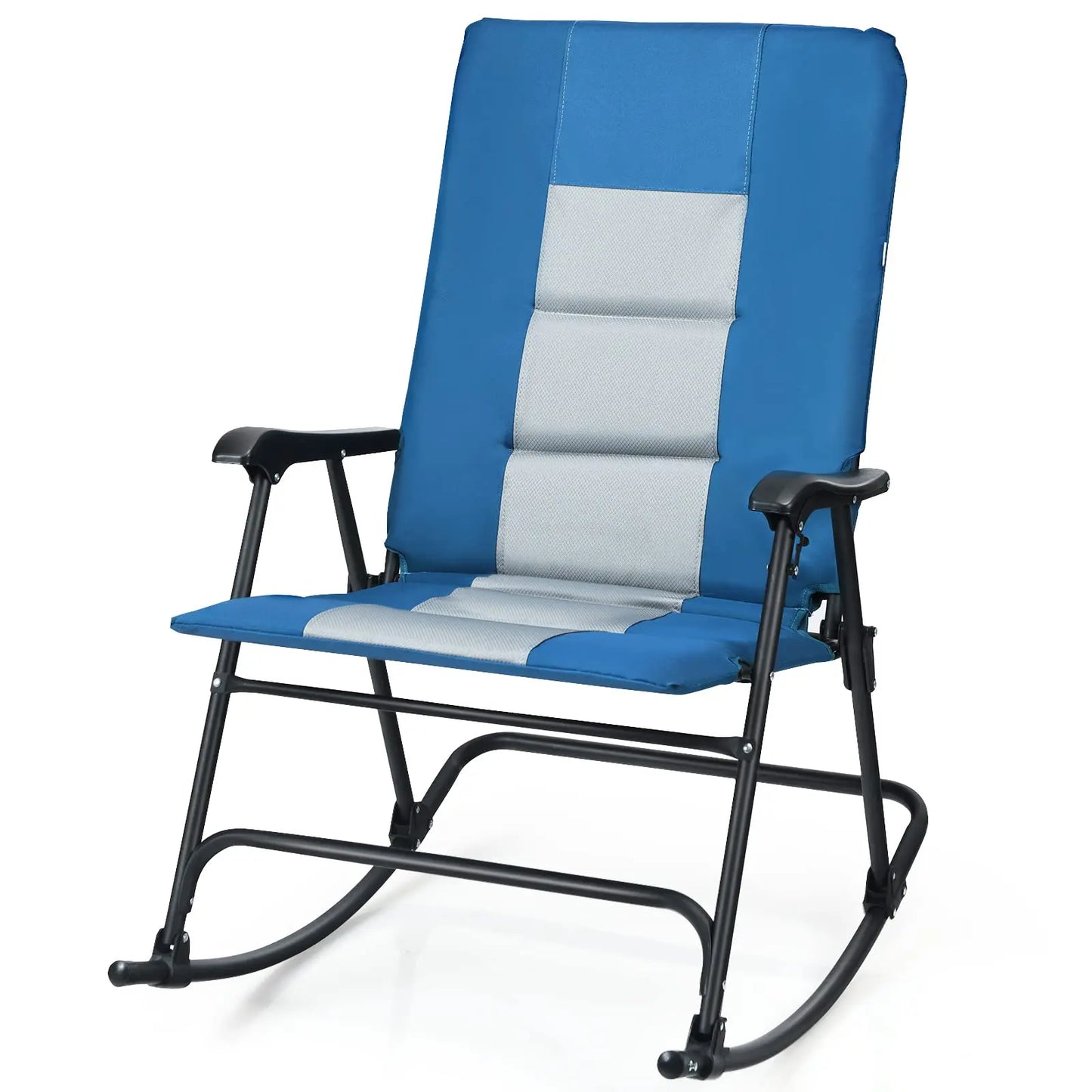 DORTALA Foldable Rocking Chair, Oversized Camping Rocking Chair w/High Back, Padded Folding Lawn Chair, Support 350 lbs,Portable