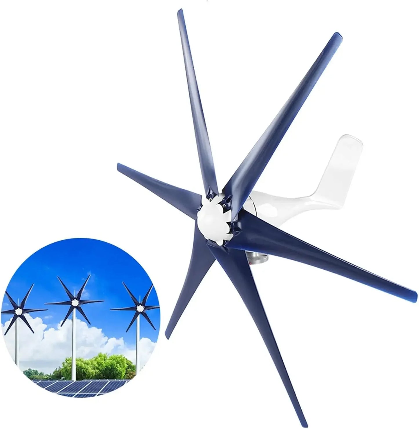 1600W 24V Wind Turbine Generator with 6 Nylon Fiber Blades Permanent Magnet Alternator for Residential Commercial Industrial Off