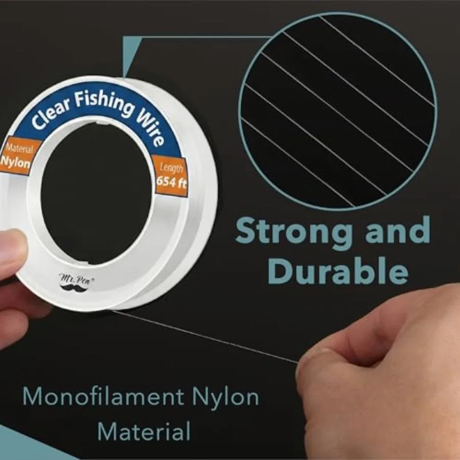 218 Yard Nylon Fishing Line String for Hanging: Outdoor Use Nylon Clear High Strength Abrasion Resistant