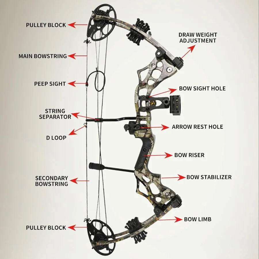 Compound Bow and Arrow Set for Adults Archery Shooting Bow Adjustable 3065LBS Composite Bow Combination 19.530 Draw Length Hunt