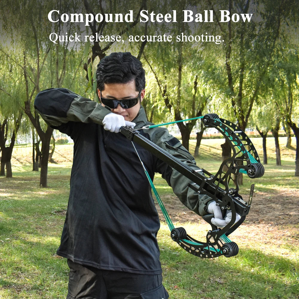 Outdoor Hunting Steel Ball Bow, High-Power Shooting Slingshot Package, All-Metal Bow Body, Shooting Entertainment Equipment