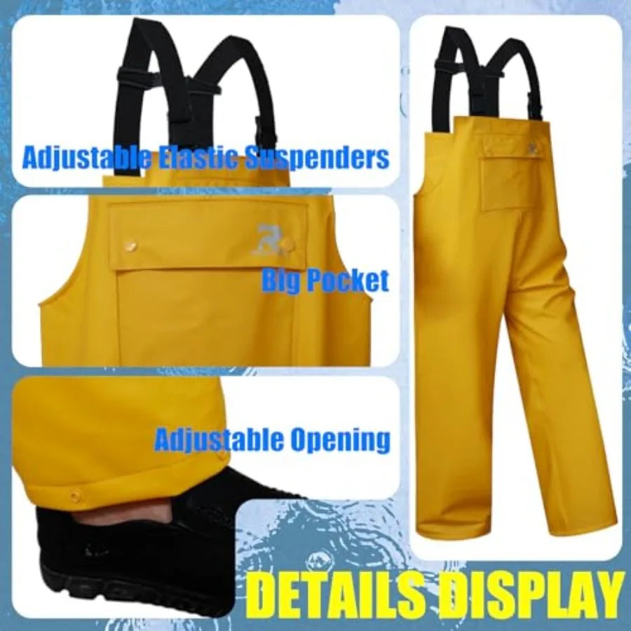 RainRider Rain Pants for Men Women Waterproof Rain Gear Bib Overalls Trousers for Fishing Hunting