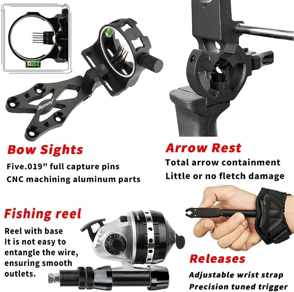 Archery Bowfishing Compound Bow Kit RTH 30-70 LBS Draw Length 23.5\\"-31\\", IBO 325FPS, Target Shooting Bow with Accessories fo