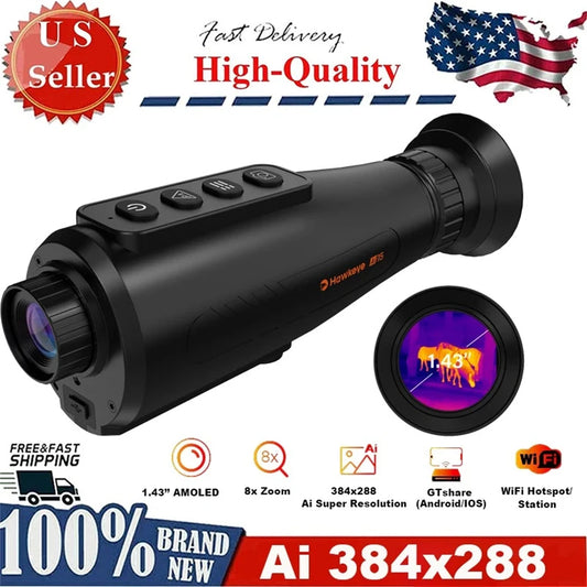 GTGUARD Ai15 IR Thermal Imaging Monocular Night Vision Goggles AI Super-resolution 384*288 Outdoor Hunting Telescope US In Stock
