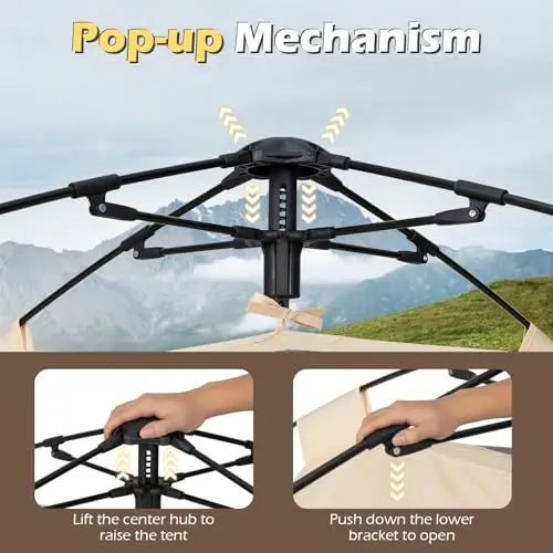 4 Person Automatic Cabin Tent With Rainfly Mesh Windows 2 Doors Carrying Bag Lightweight Outdoor Camping Hiking Travel