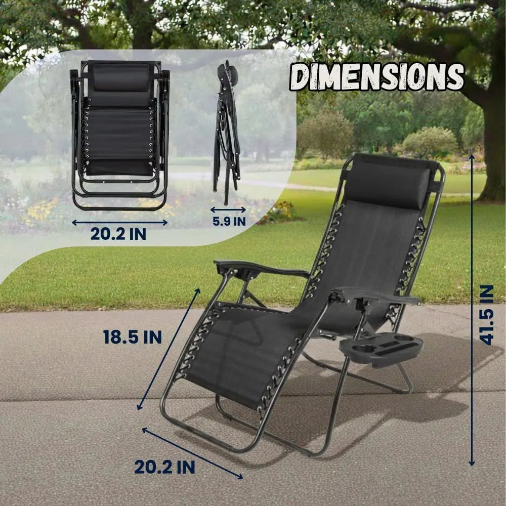 (Set o 2 Zero Gravity Lounge Chairs Outdoor Adjustable Reclining Patio Chair Steel Mesh olding Recliner or Pool Beach Camping Lo