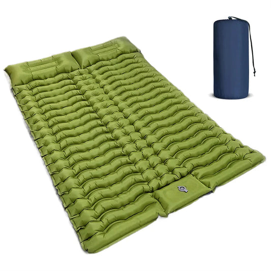 Double Air Mattress with Pillow, Built-in Foot Pump, 4-inch Camping Air Mattress, for Backpacking, Hiking, Traveling, Tent