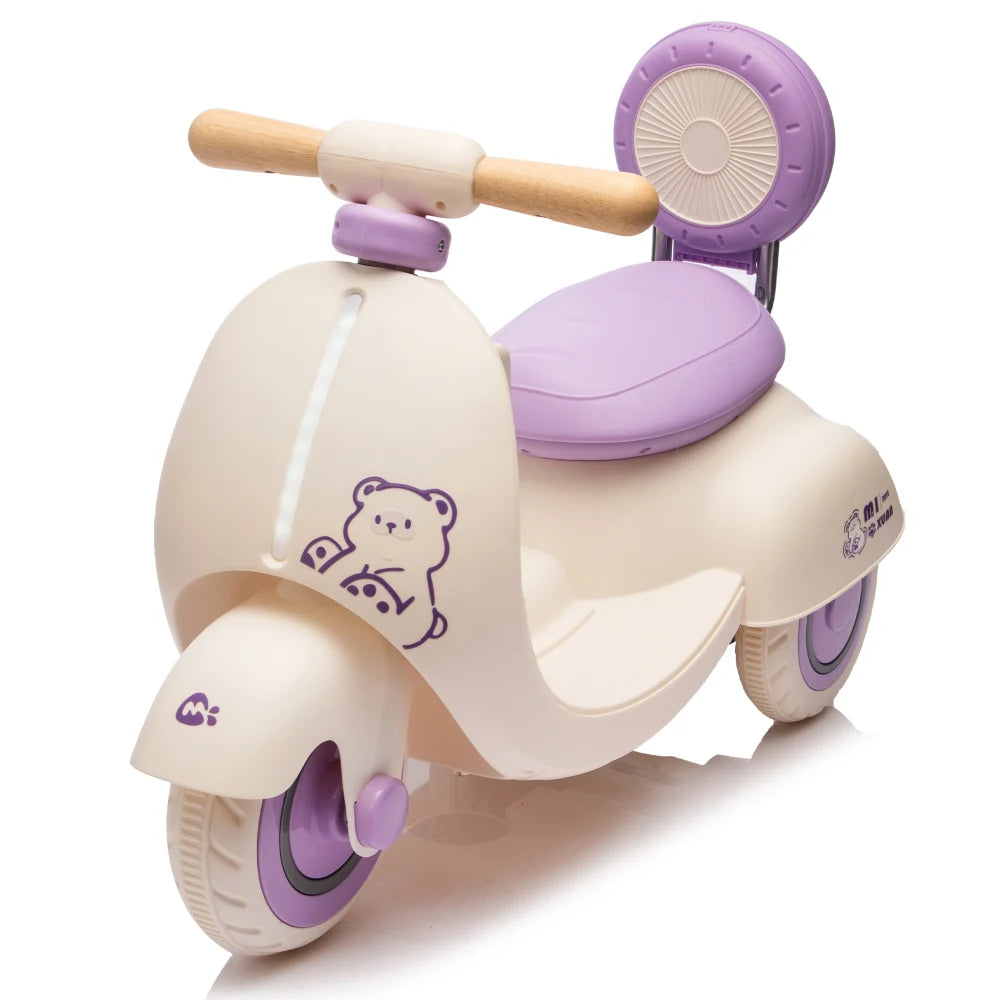 12V Kids Ride On Electric Motorcycle,Toddler Scooter W/Parents Control,Three-Wheel Stable Design,Special Wooden Handle,Smoother Output and Slow Start&Stop,More Suitable For 1-3 Years BABY's First Toy.