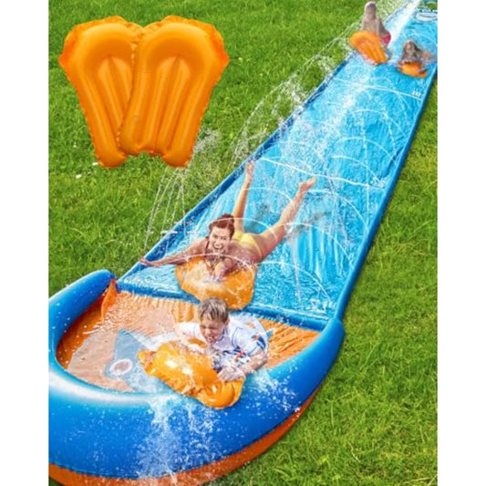 32FT Inflatable Water Slide for Adults Backyard Summer Outdoor Water Toy with Sprinkler and 2 Inflatable Bodyboards Blue