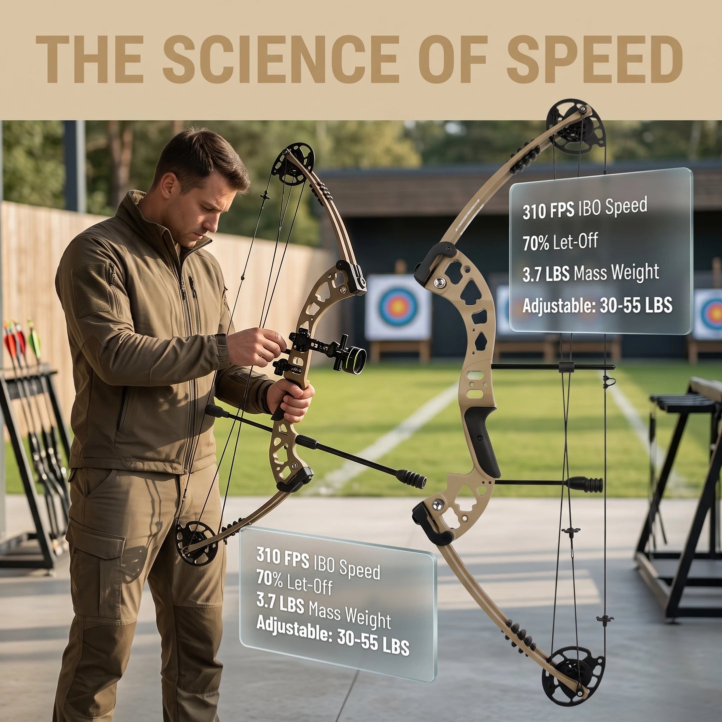 30-55lbs Compound Bow Arrow Set High Strength Alloys Let-off 70% Bow 310FPS Arrow Speed for Right/Left Hand Shooting Hunting Bow