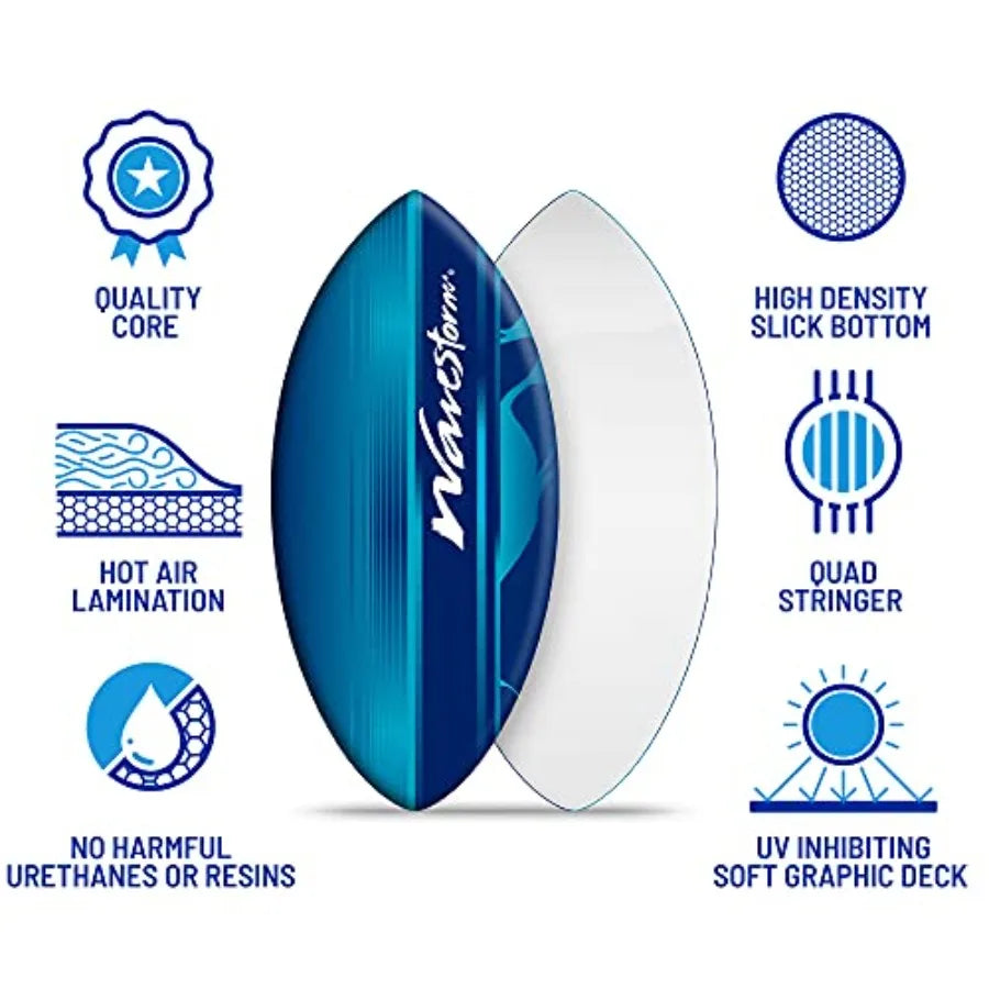 Foam Skimboard 48" Skimboard for Beginners and All Skimming, Surfing and Bodyboard Levels, Blue Skimboar