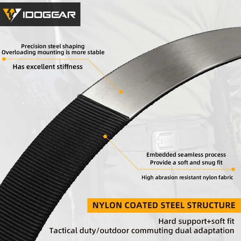 IDOGEAR 1.5" Tactical Ratchet Belt 1000D Nylon No Holes Quick-Release Slide Buckle for Hunting Airsoft Outdoor 3446