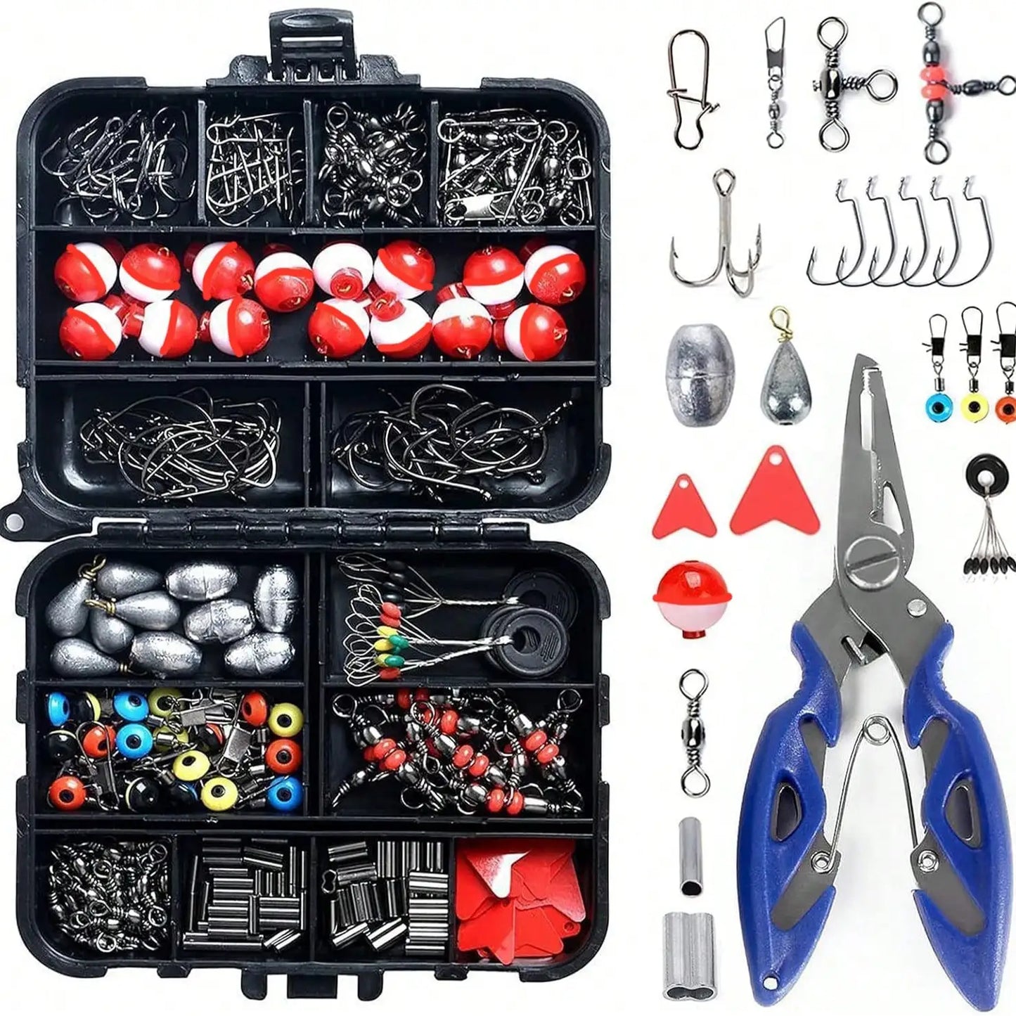 264pcs Ultimate Lure Fishing Tackle Set - Portable Complete Kit With Crank Hooks, Swivels, Sinkers & Various Accessories For Anglers Fishing Gear, The Perfect Christmas Gift For Winter Fishing, Night Fishing