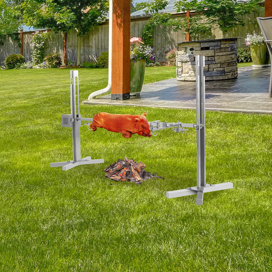 Roaster Spit Rotisserie BBQ Grill Pig Lamb Chicken Roaster Stainless Steel 40kg Silver electric rotisserie grill