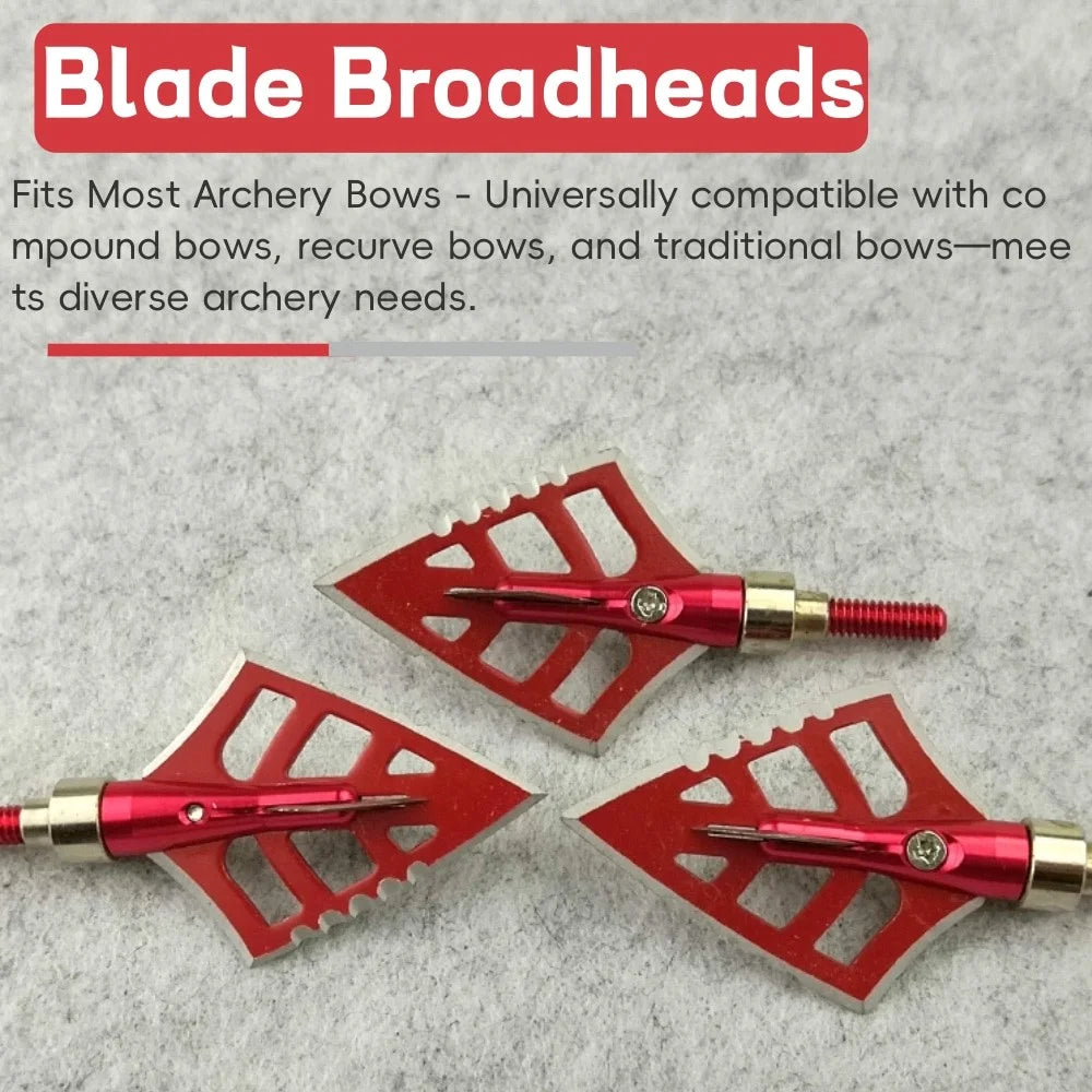 12pcs 125grain Blade Broadhead High Precision Stainless Steel for Compound Recurve Bow Hunting Shooting Target Practice DIY Arrow Shaft Durable Corrosion-Resistant Archery Accessories