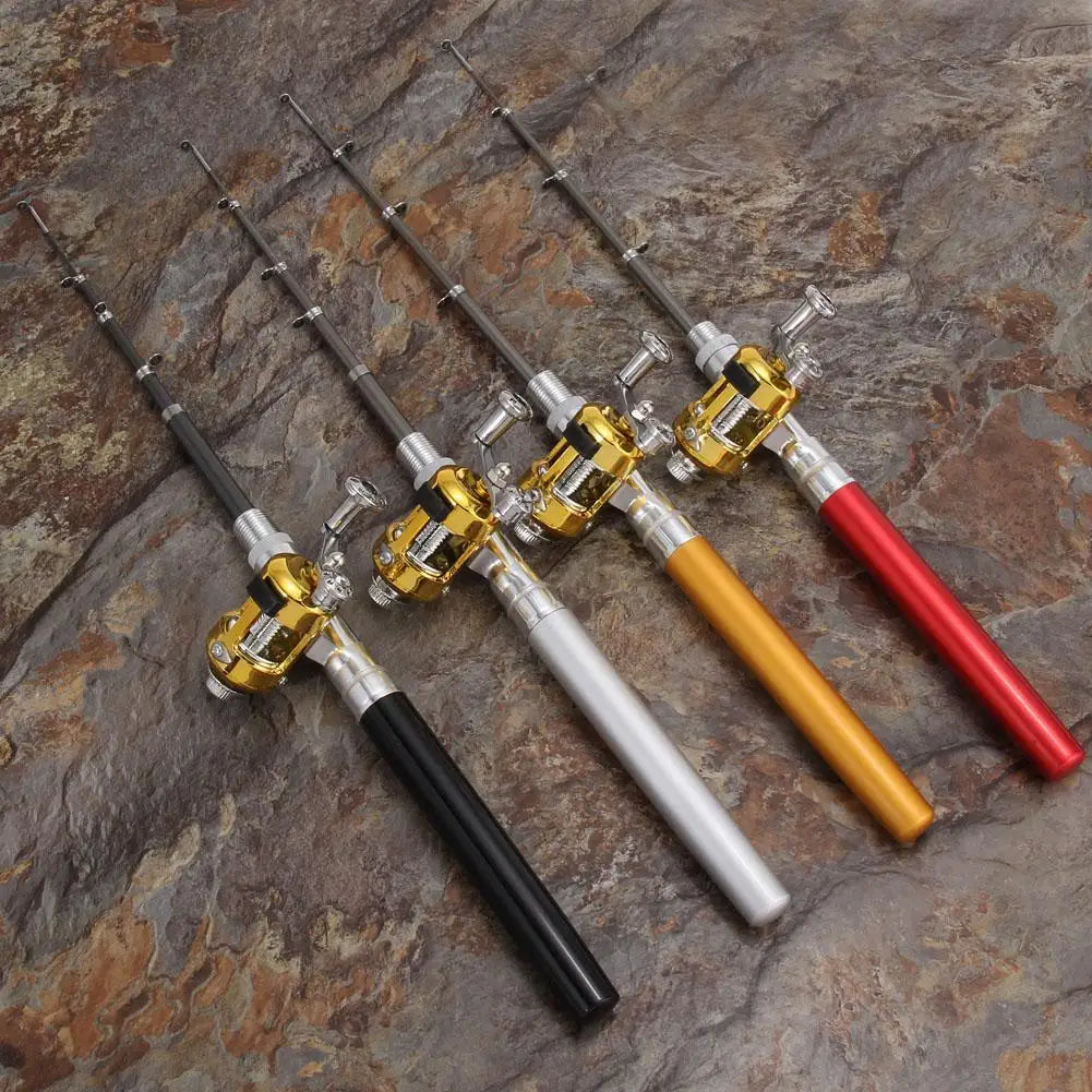 Fishing Rod Reel Combo Set Mini Telescopic Pocket Pen Fishing Rod Pole Pen Fishing Pole Kit for Outdoor River Lake Fishing