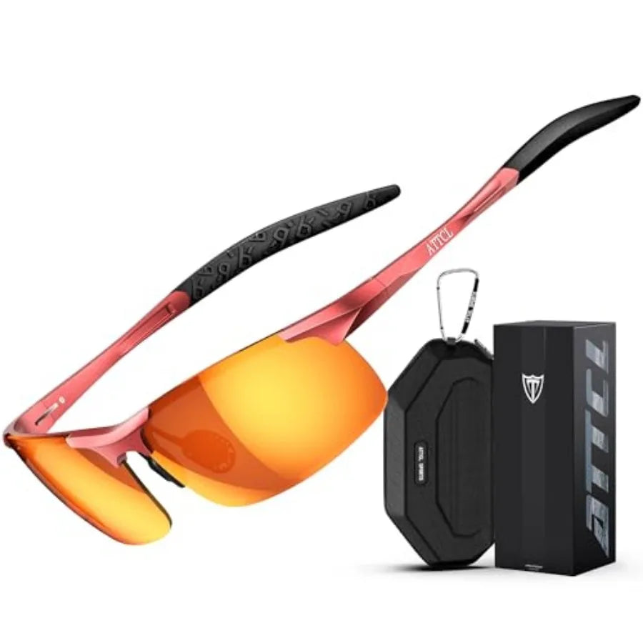 0.9 oz Polarized Sunglasses Men Sports: UV Protection Anti Glare Wrap Around Lightweight Metal Fishing Golf Running