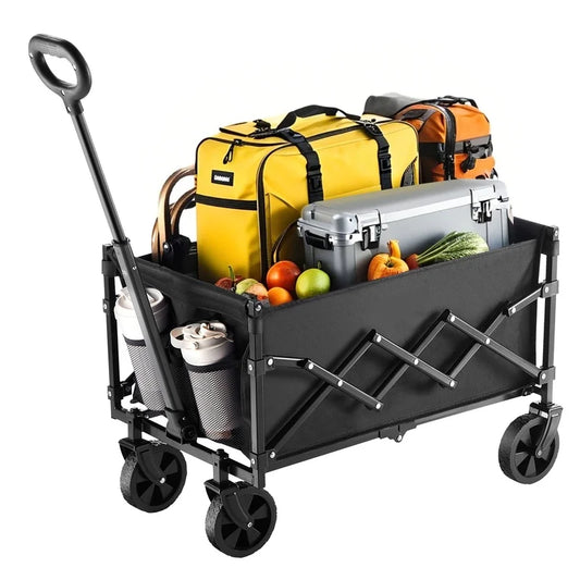 Foldable Utility Wagon with Wheels, Lightweight 225lbs Capacity Cart for Grocery, Camping, Garden, Sports – Portable & Easy to Store