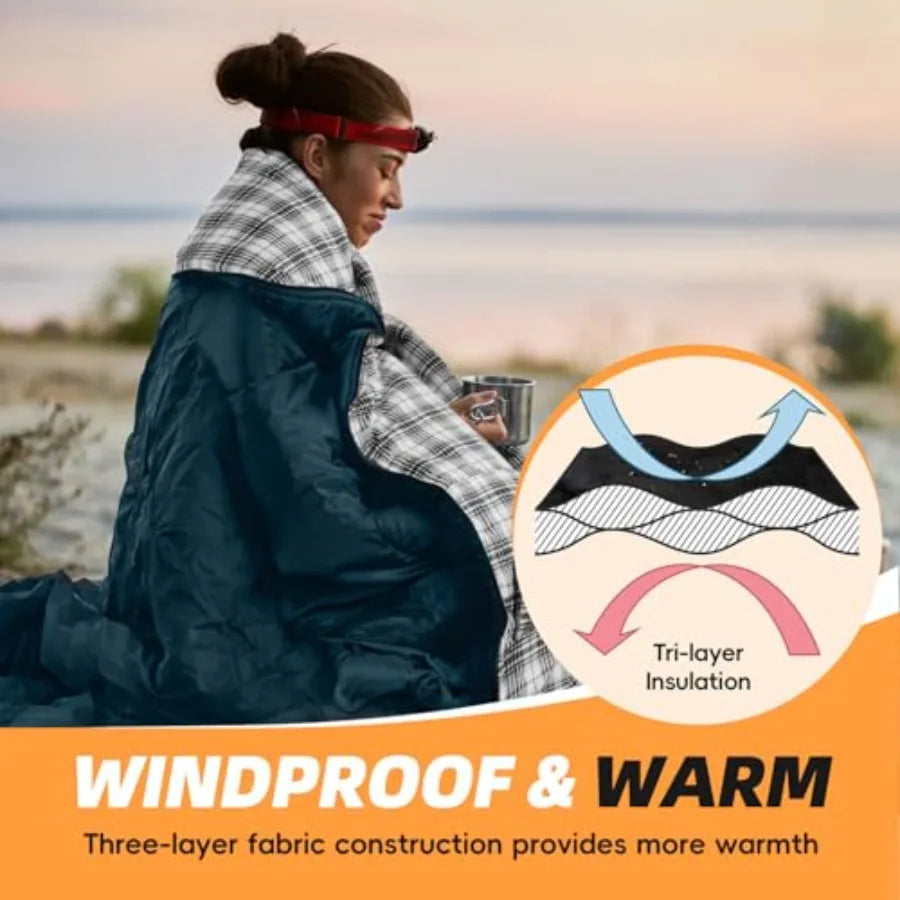 Flannel Sleeping Bag for Adults XL, Large Wide Sleeping Bags for Camping Mens Warm Cotton Sleeping Bag 4 Season Warm and Cool W