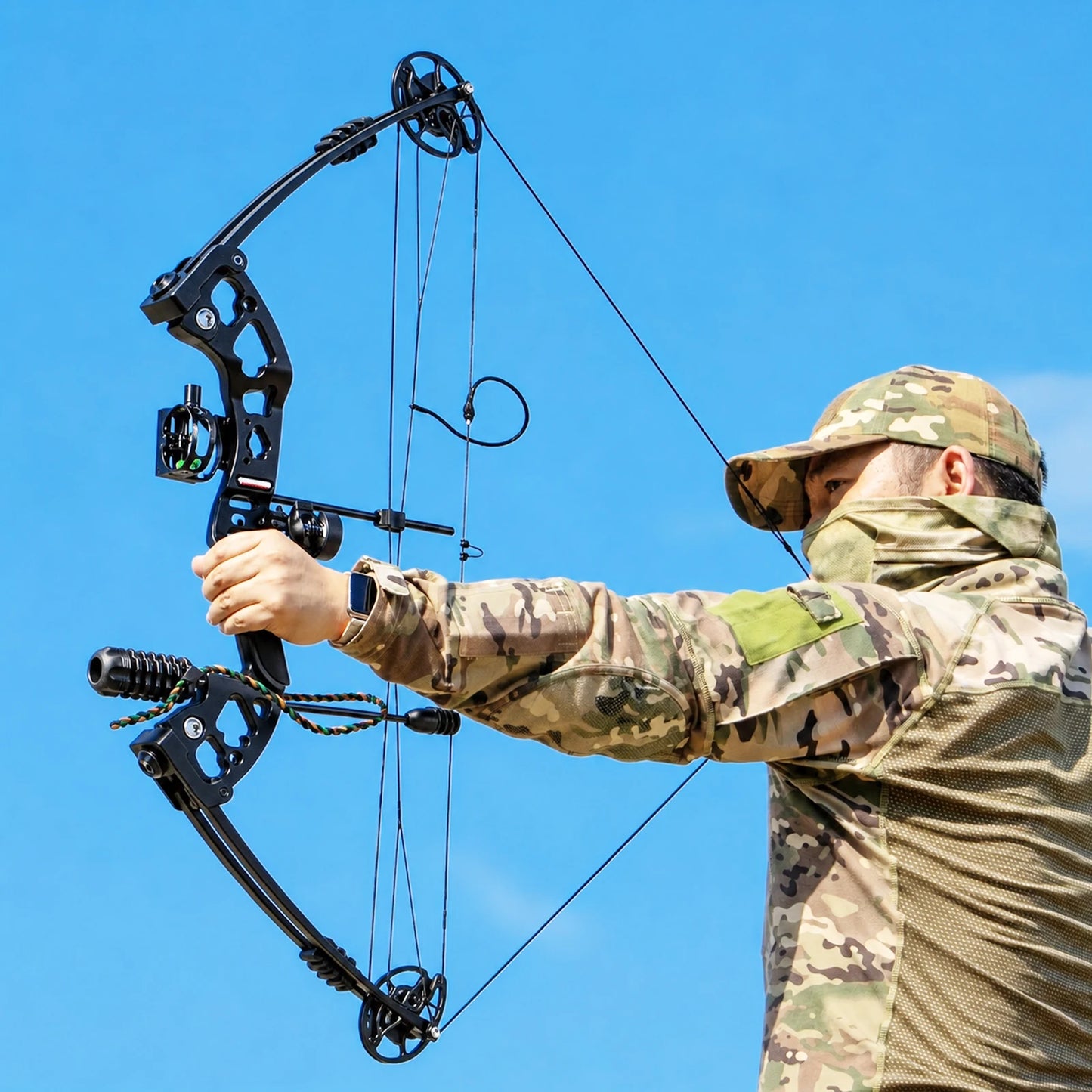 Right Hand Compound Bow Shooting Archery Set for Adults 19-30" Draw 30-60lbs w/ 3-Pin Lighted Sight, Quiver, Stabilizer & 12 Arrows, Fully Complete Accessories Archery Set Adjustable for Beginners & Intermediate Archers