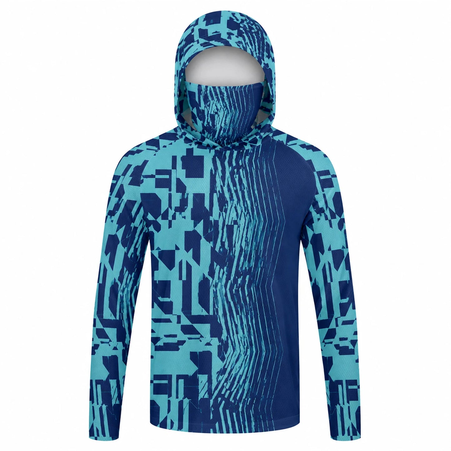 UPF 50+ Long Sleeve Hooded Face Cover Fishing Shirts Quick Dry Sweatshirts Breathable UV Protection Men Fishing Jerseys