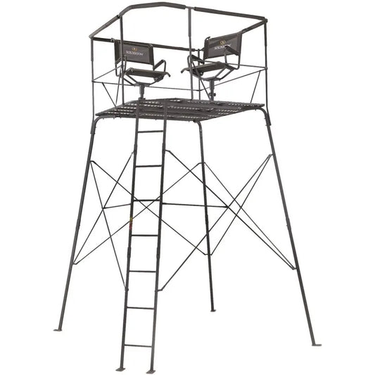 Bolderton 12’ 2-Man Quad Pod; Tower Platform Includes Ladder and Seats, for Hunting Deer Season