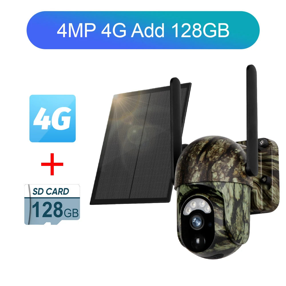 Ubox 4G SIM Solar Security Camera WiFi Outdoor Surveillance Camera Cellular Trail Cam Color Night Vision Human/Animal Detection