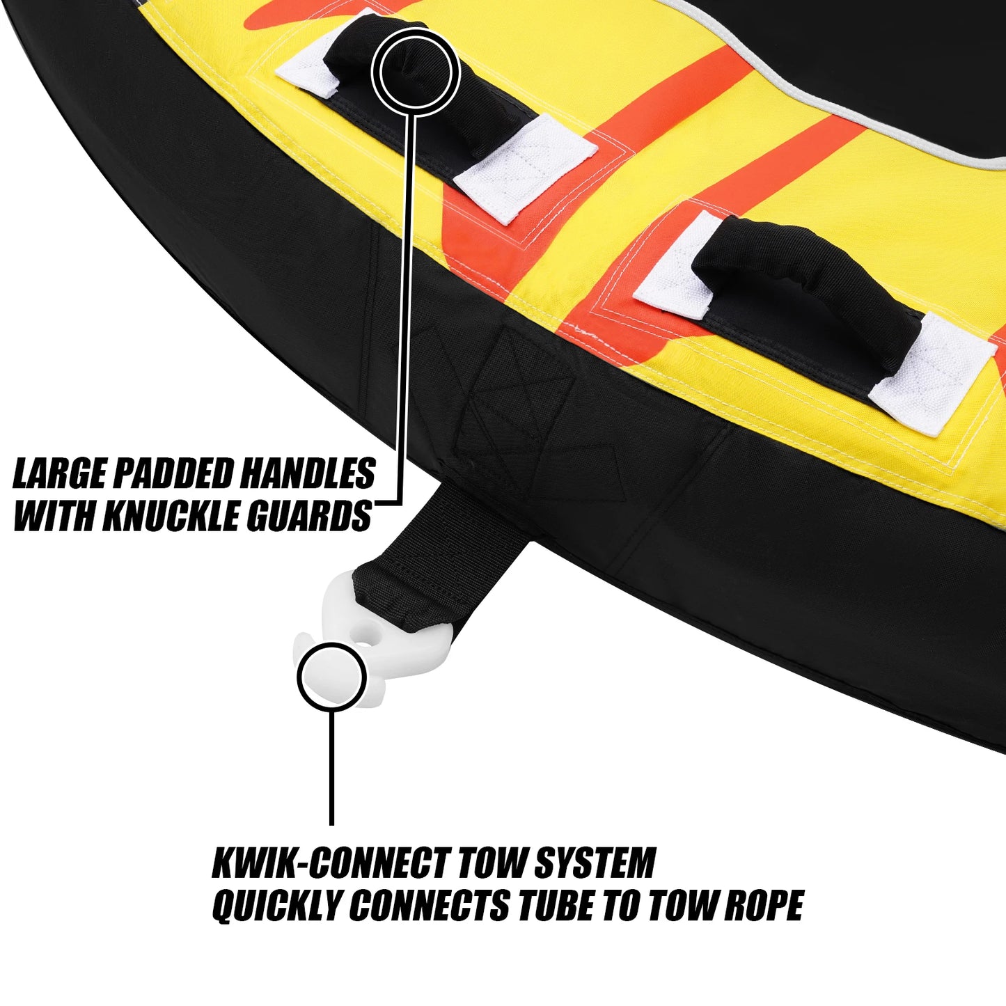 3 Person Towable Tube for Boating, Heavy Duty 840D Nylon Cover Pull Tube with Tow Points, Inflatable Water Tube for Lake River Water Sports Fun