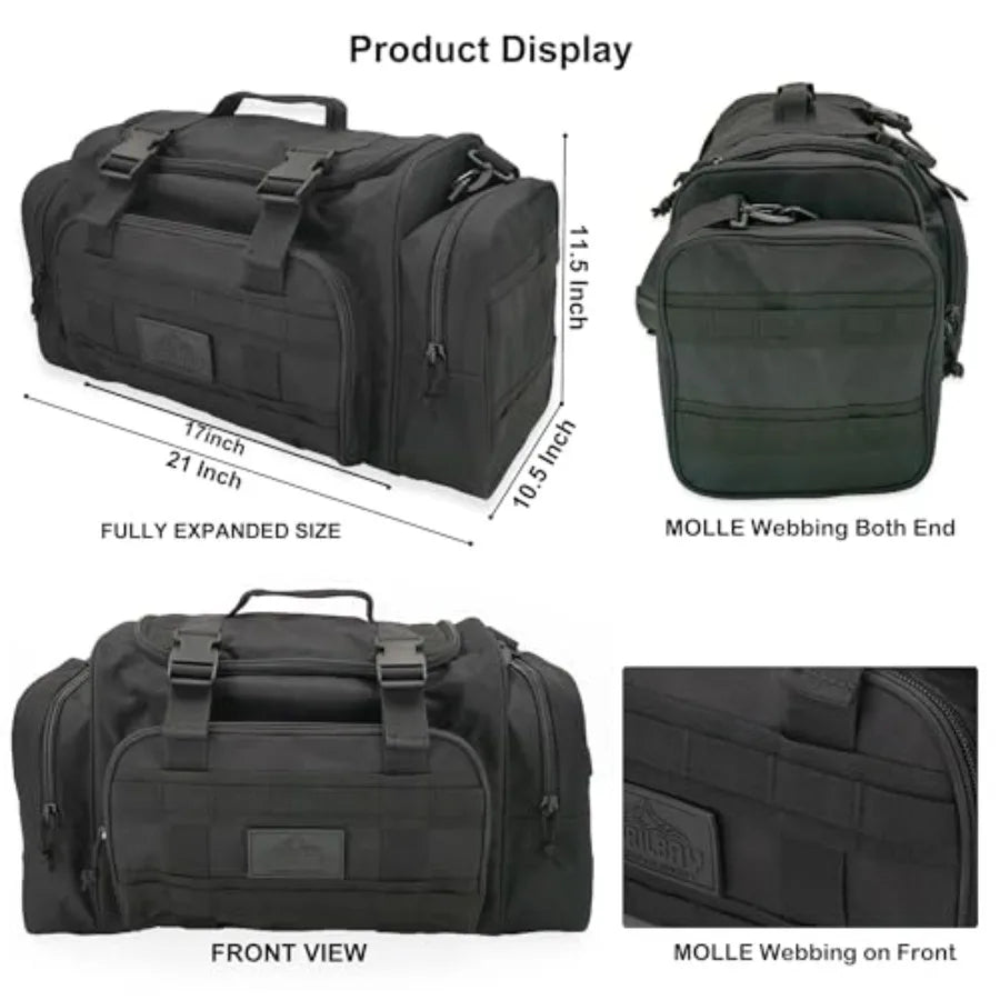 Duffel Bag Heavy Duty Tactical Gym Bag for Men, Splashwater-Proof Weekender Travel Bag for Basketball, Football, Soccer, Hiking