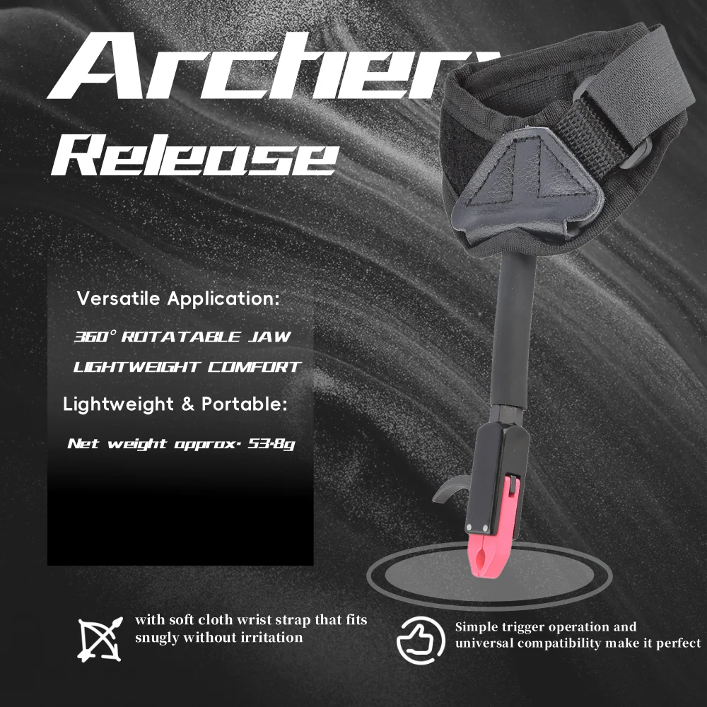 Compound Bow Wrist Release Adjustable Aluminum Alloy 360° Rotatable Jaw Caliper for Hunting Shooting Training Accessories