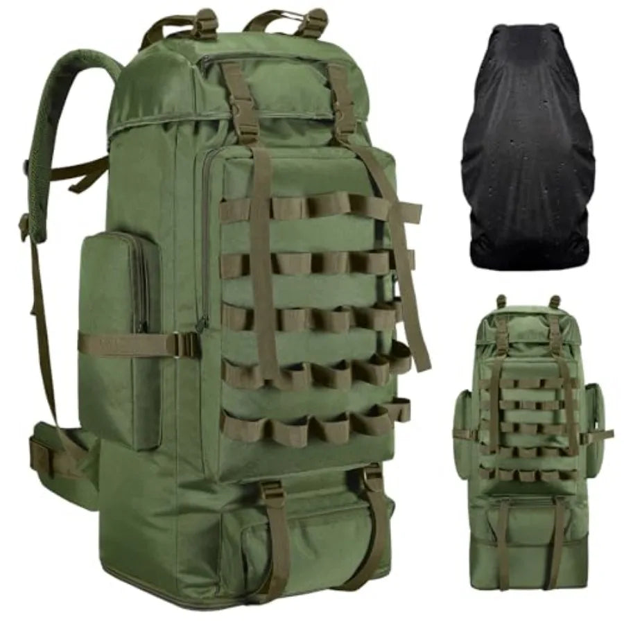 70L/100L Camping Hiking Backpack with Rain Cover, Expandable Large Military Tactical Backpack, Waterproof Molle Racksack Travel