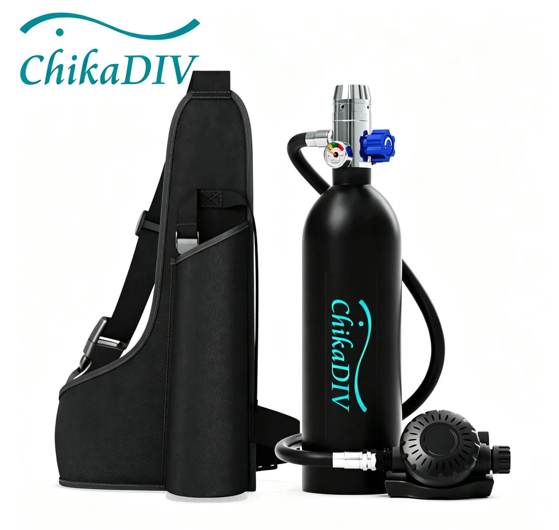 ChikaDIVE Mini Scuba Tank Portable Diving Lung Air Tank with DOT Certified Diving Oxygen Cylinder Kit for Emergency Pony Bottle for Snorkeling Underwater Breathing Training