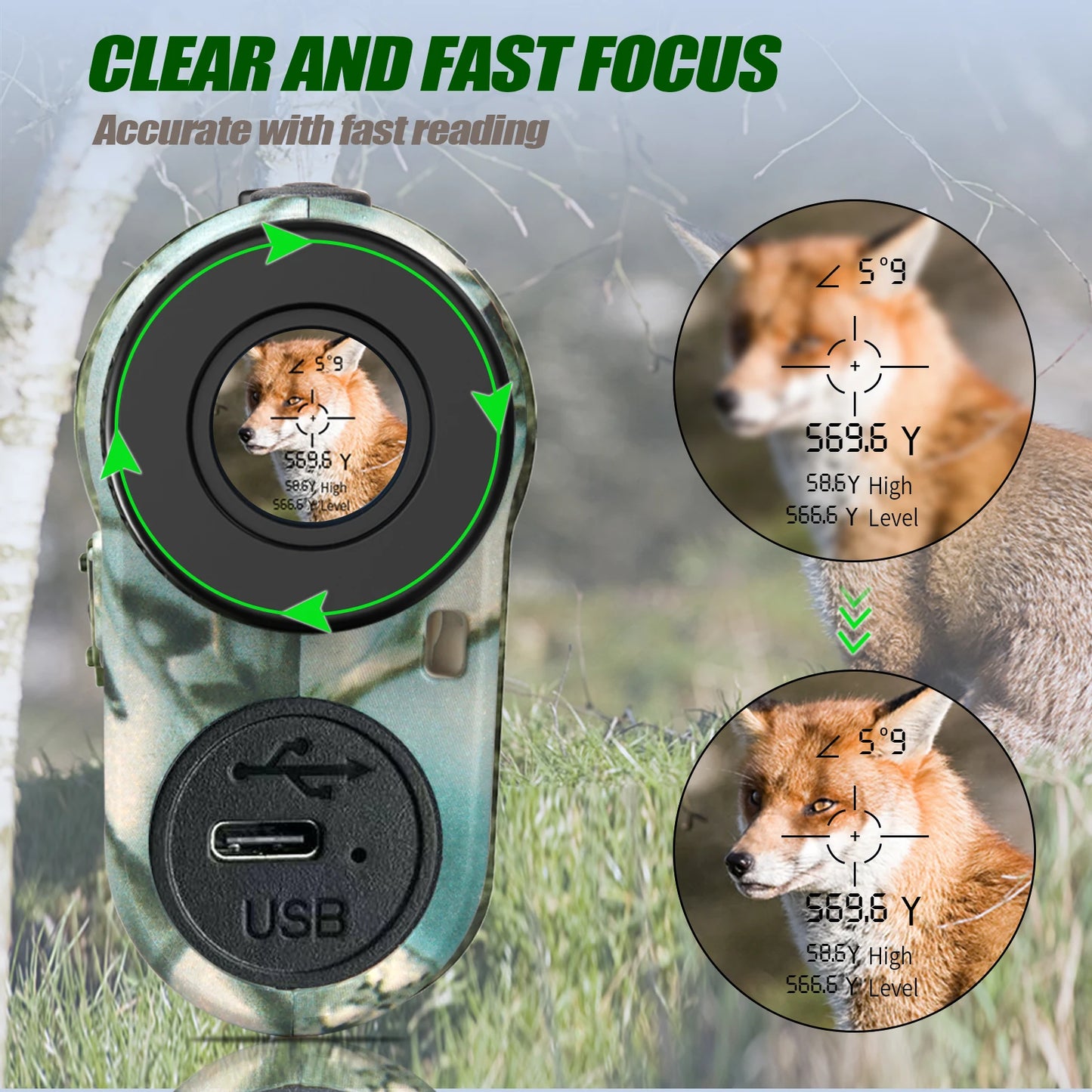 REVASRI 6x 1000M Rangefinder for Hunting, with Horizontal Vertical Distance Speed and Scan Modes, Range Finder Monocular
