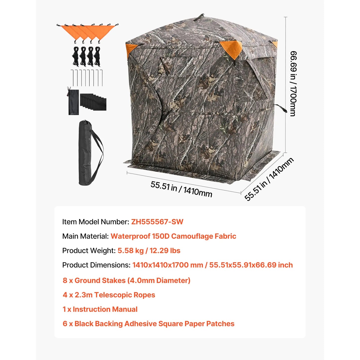 Hunting Blind,1-2 Person Pop Up Deer Blind for Hunting with Carrying Bag,Portable Resilient Hunting Tent,3Windows forDeerhunting