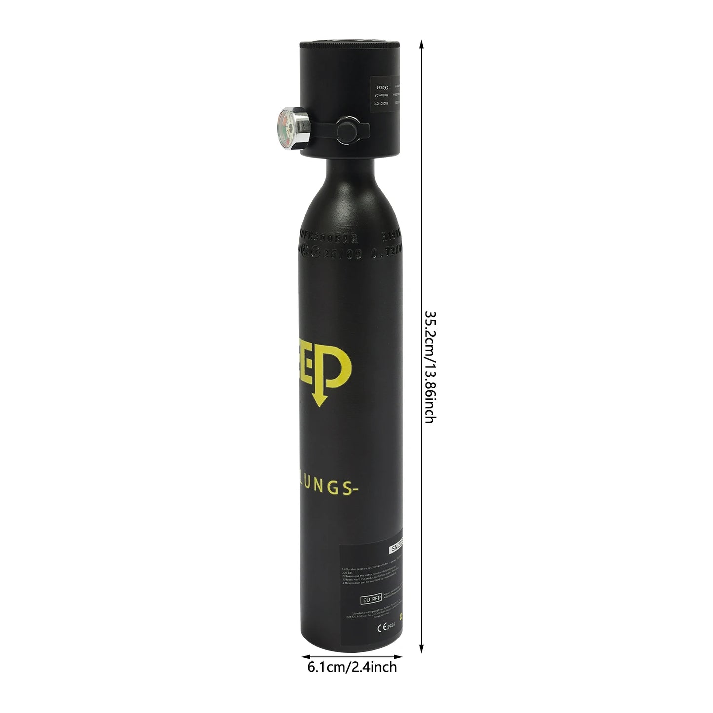 Mini Diving Tank Kit 0.5L, 6061 Aluminum Scuba Cylinder with Pressure Gauge, Triple Filtration for Shallow Diving