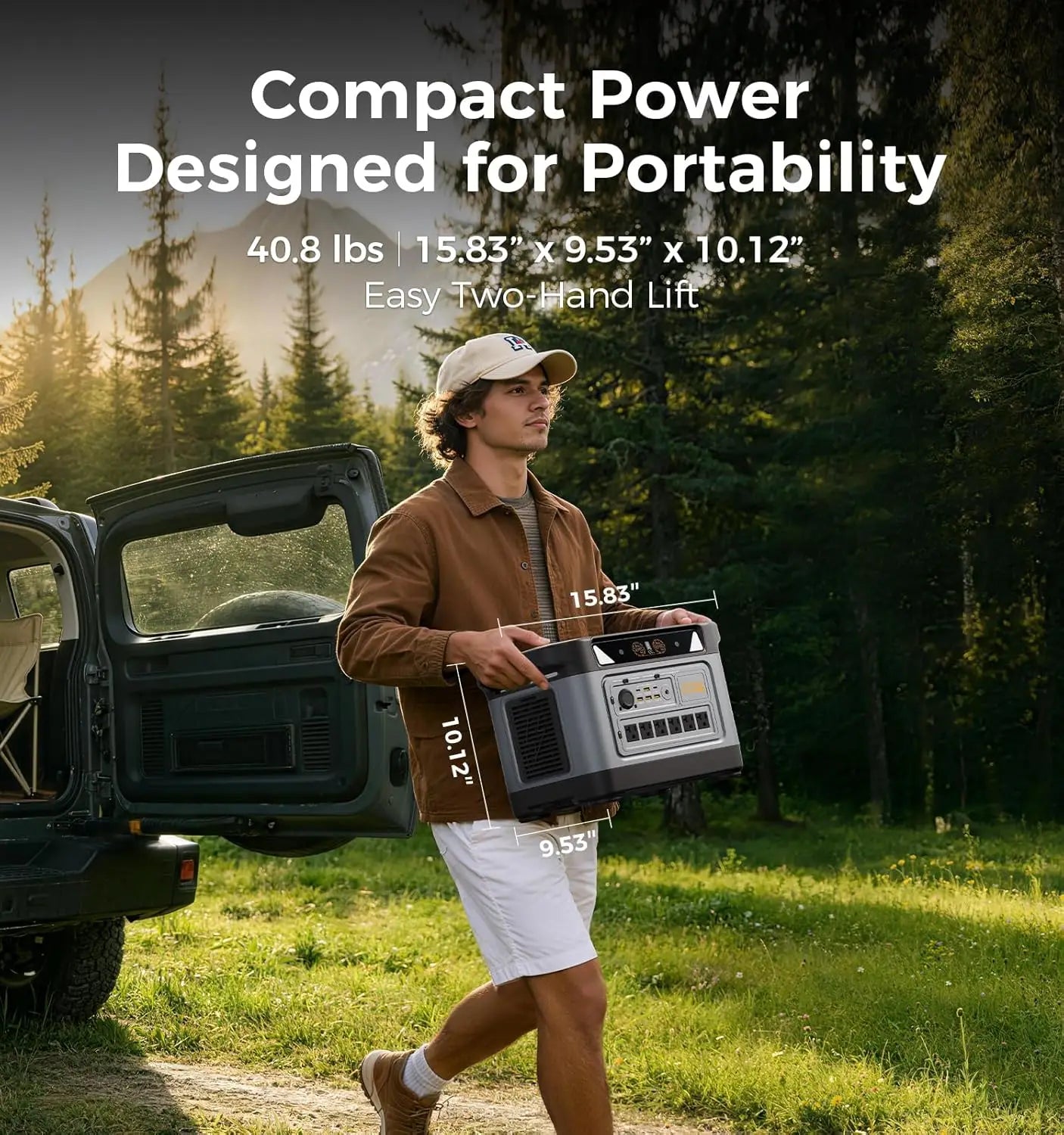 S2400 Portable Power Station(Solar Panel Option), 2083Wh LiFePO4, 2400W (Surge 3000W) UPS, 6 AC Outlets, Solar Generator For RVs