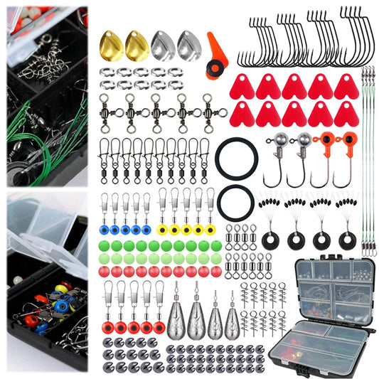 187pcs Fishing Set with Fishing Hooks Sinker Weights Swivels Snaps Outdoor Fishing Accessories Set Carp Fishing Accessories