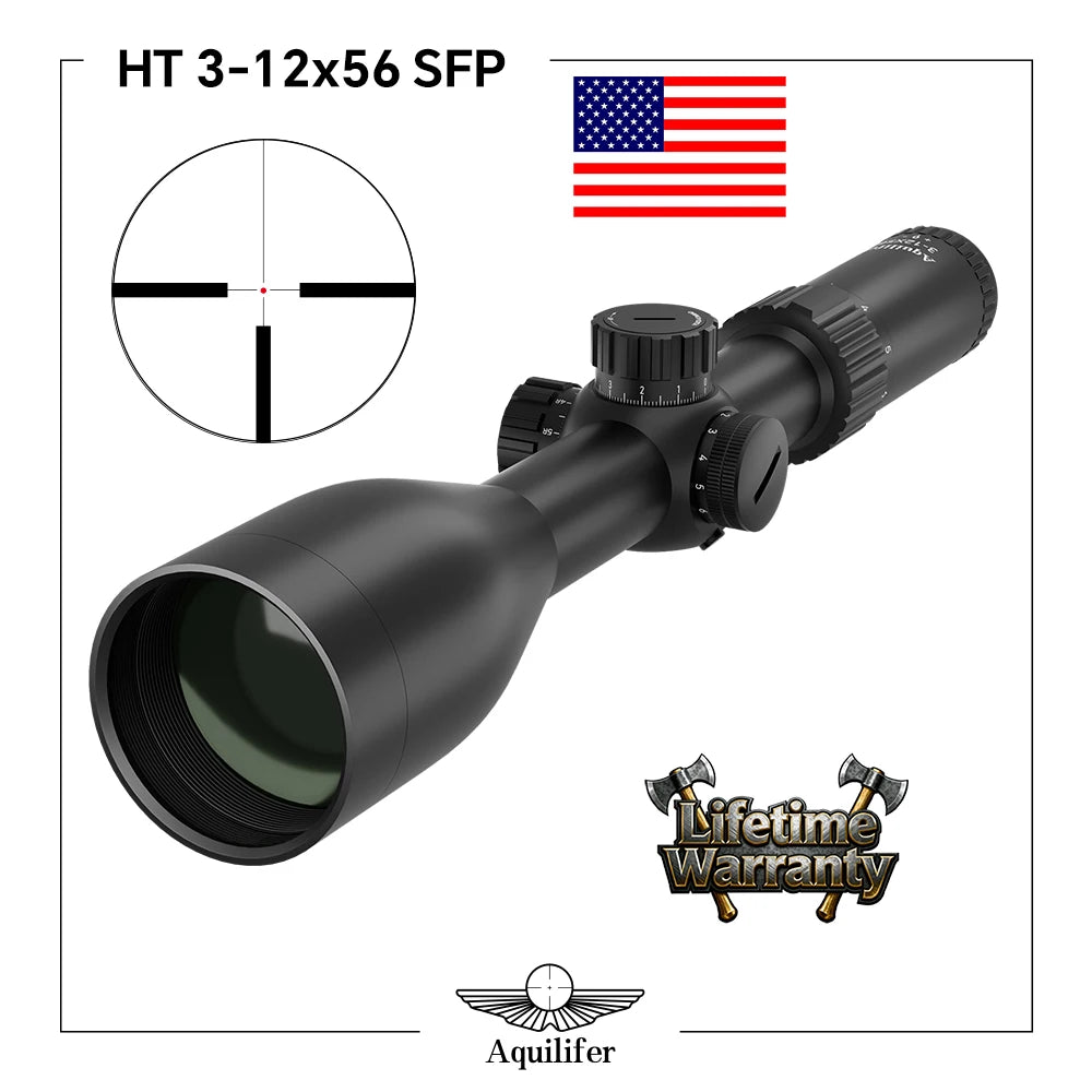 Aquilifer 3-12x56 Hunting Scope ED Glass Fully Multi Coated Shockproof Fogproof Waterproof for Outdoor