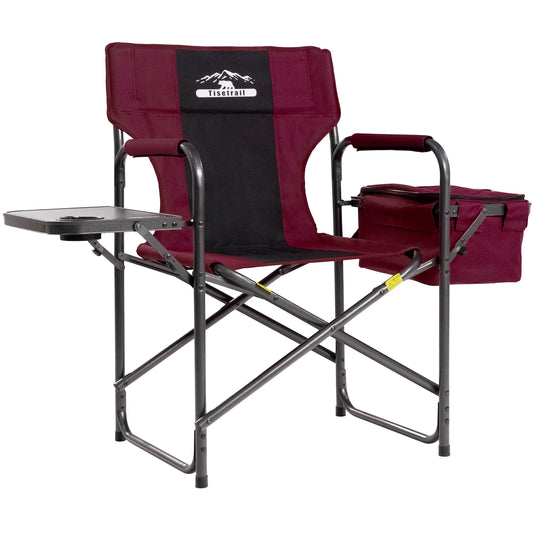 Camping Chair with Cooler Bag Camping Directors Chair with Foldable Side Tray Outdoor Lawn Chair