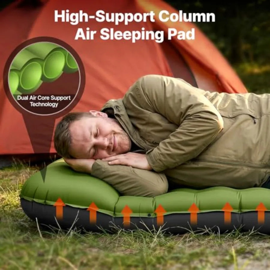 Sleeping Pad, Ultralight Inflatable Sleeping Pad for Camping with Pillow Built-in Feet Pump, 6" Extra-Thick Reinforced Camping