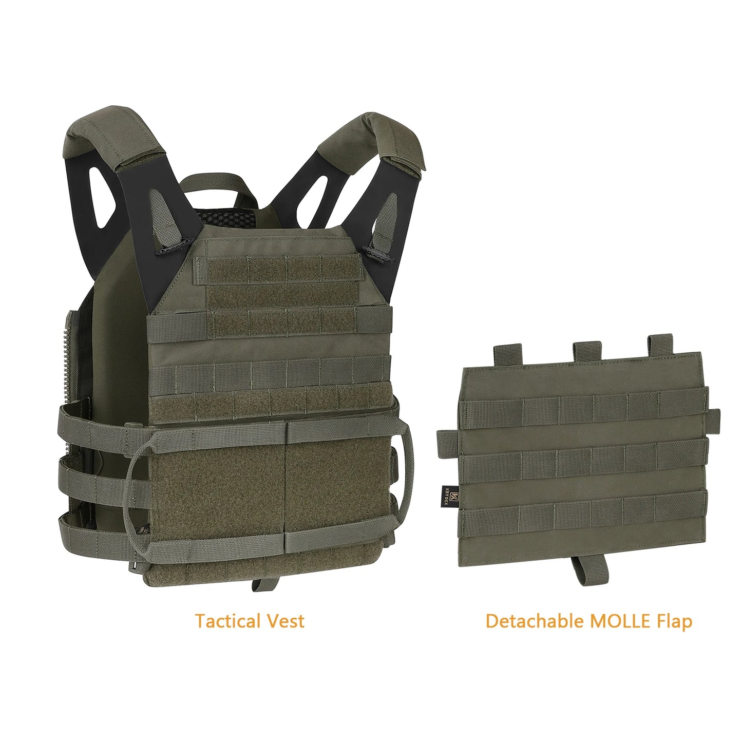 500D Nylon Tactical Vest Jumpable Plate Carrier MOLLE Front Flap Panel Backpack Hunting Ranger Green Camo Men's Vest
