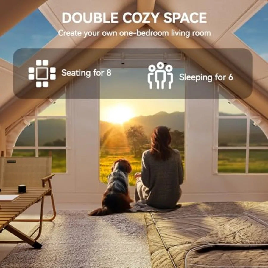 13FT X 10FT Inflatable Camping Tent Large Waterproof Blow Up Tent for 8 People with Pump Easy Setup Inflatable House Tent with
