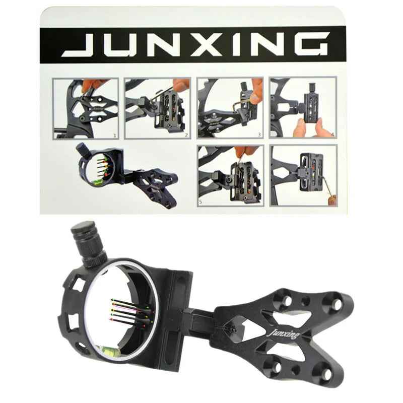 Compound Bow Sight 5 Pin 0.019" Fiber CNC Aluminum Alloy RH for Hunting Shooting Target Practice Bow Aiming Tool