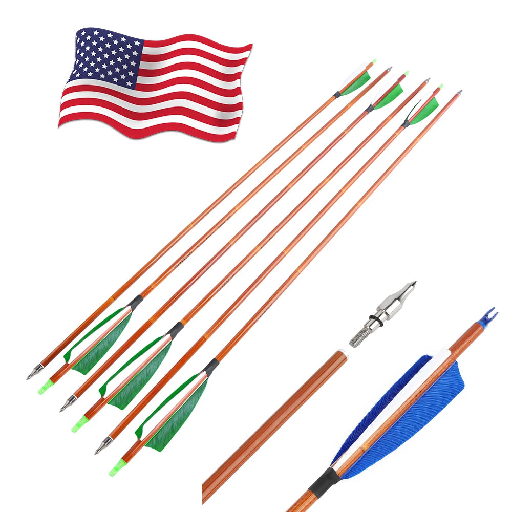 12pcs Archery Mixed Carbon Arrows SP500 Turkey Feather High Strength Hunting Arrows ID6.2mm Recurve Compound Bow Shooting