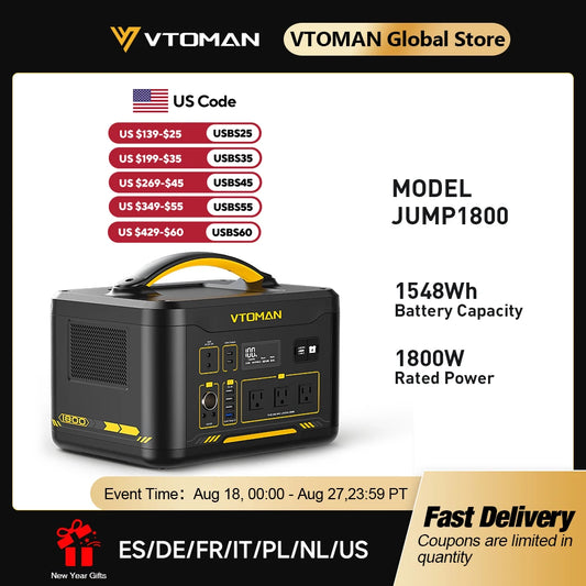 JUMP 2200 Portable Power Station 828/1548Wh LiFeP04 Battery Solar Generator Solar for Home Outdoor Camping