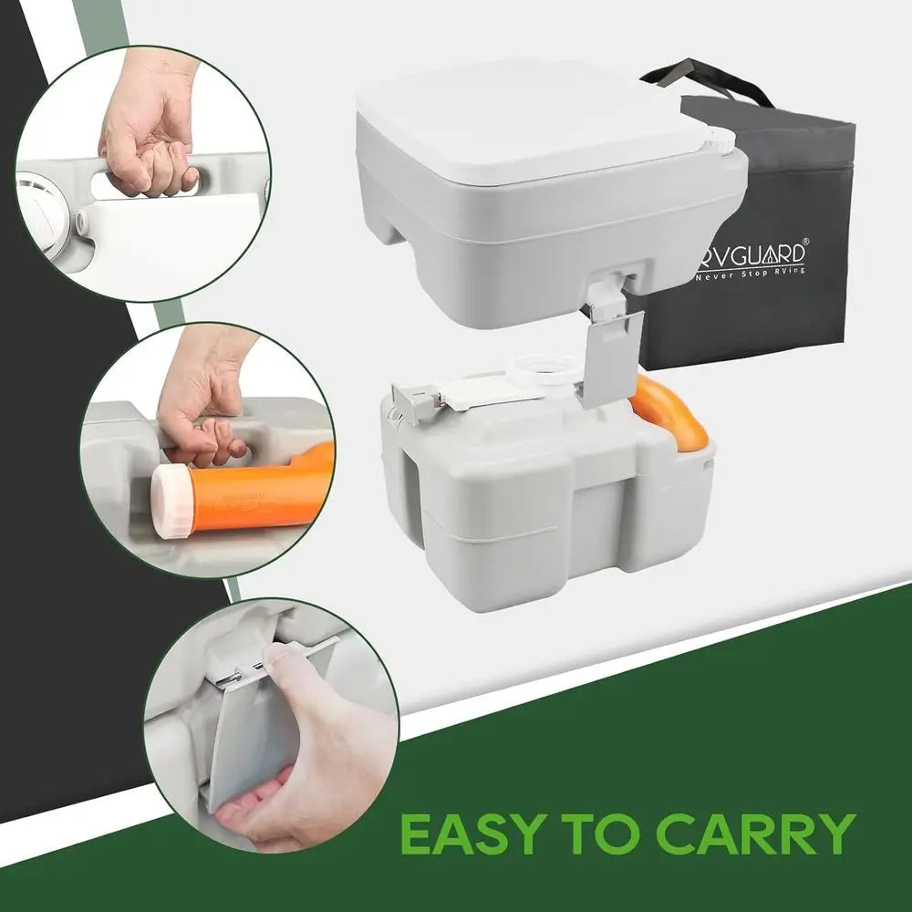 Portable Toilet, 5.3 Gallon Camping Toilet, Adult Waste Tank | Level Indicator, with Carry Bag and Wash Sprayer, for RV/Yacht/Tr