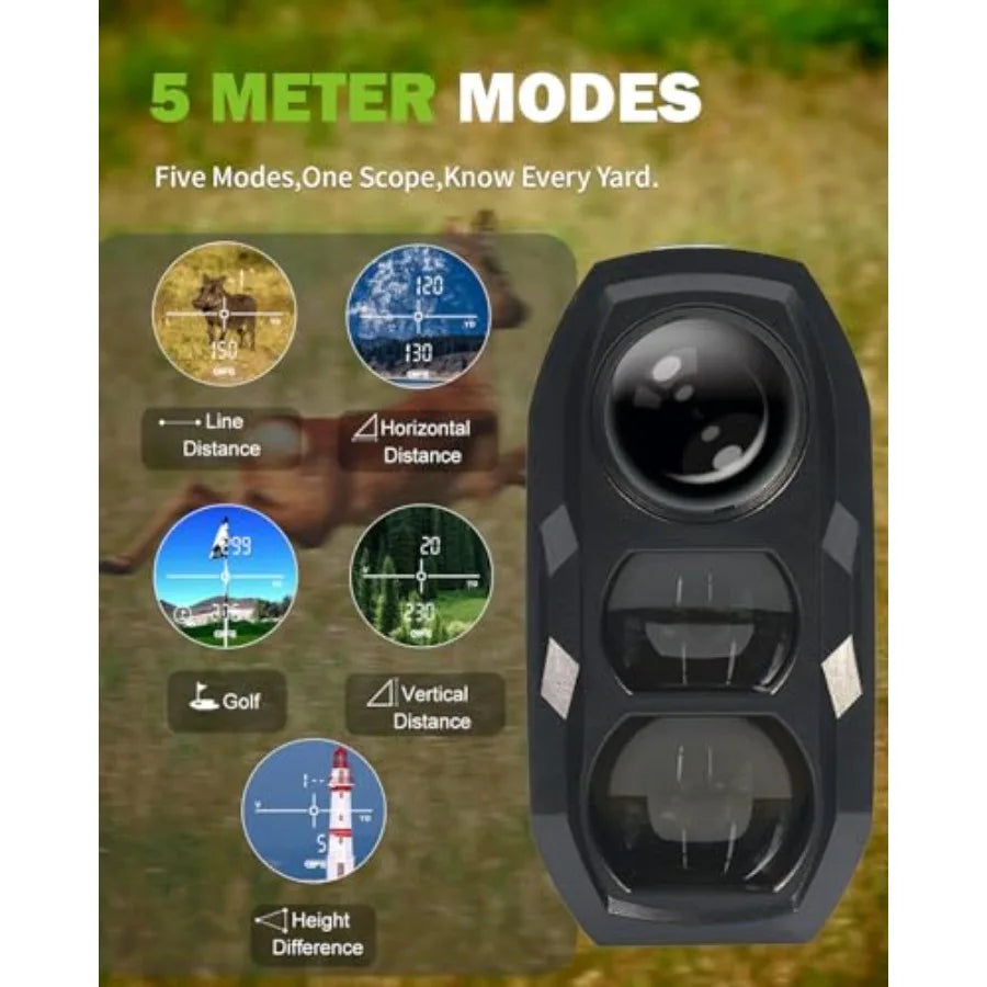 Golf Hunting Laser Rangefinder 1300 Yards 6X Magnification Flag Lock Vibration IPX4 Waterproof USB-C Rechargeable Black